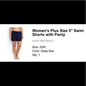 New Lands End Plus Swim Bottom attached panty 22W
